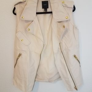 Faux Cream Leather Oversize Vest